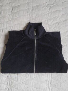 Mens Juicy Couture Black Velour Zip-Up Sweater Jacket